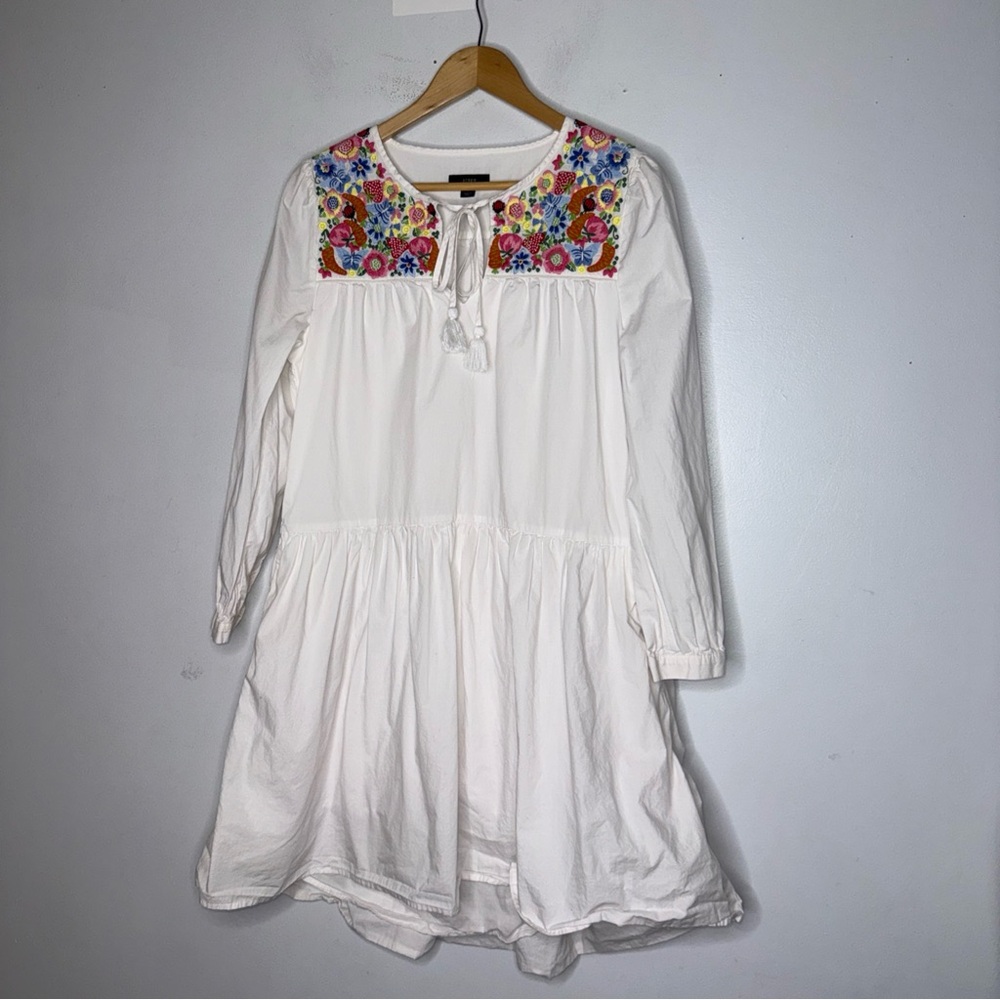 J.CREW Cotton Poplin Tunic dress Farmer's Market Embroidery Small